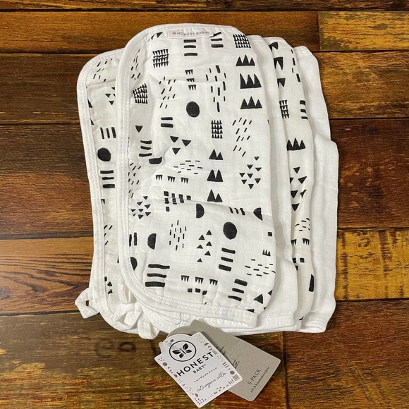 The Honest Company Other - HonestBaby Baby Organic Cotton Washcloth 5-Pack Pattern Play New!